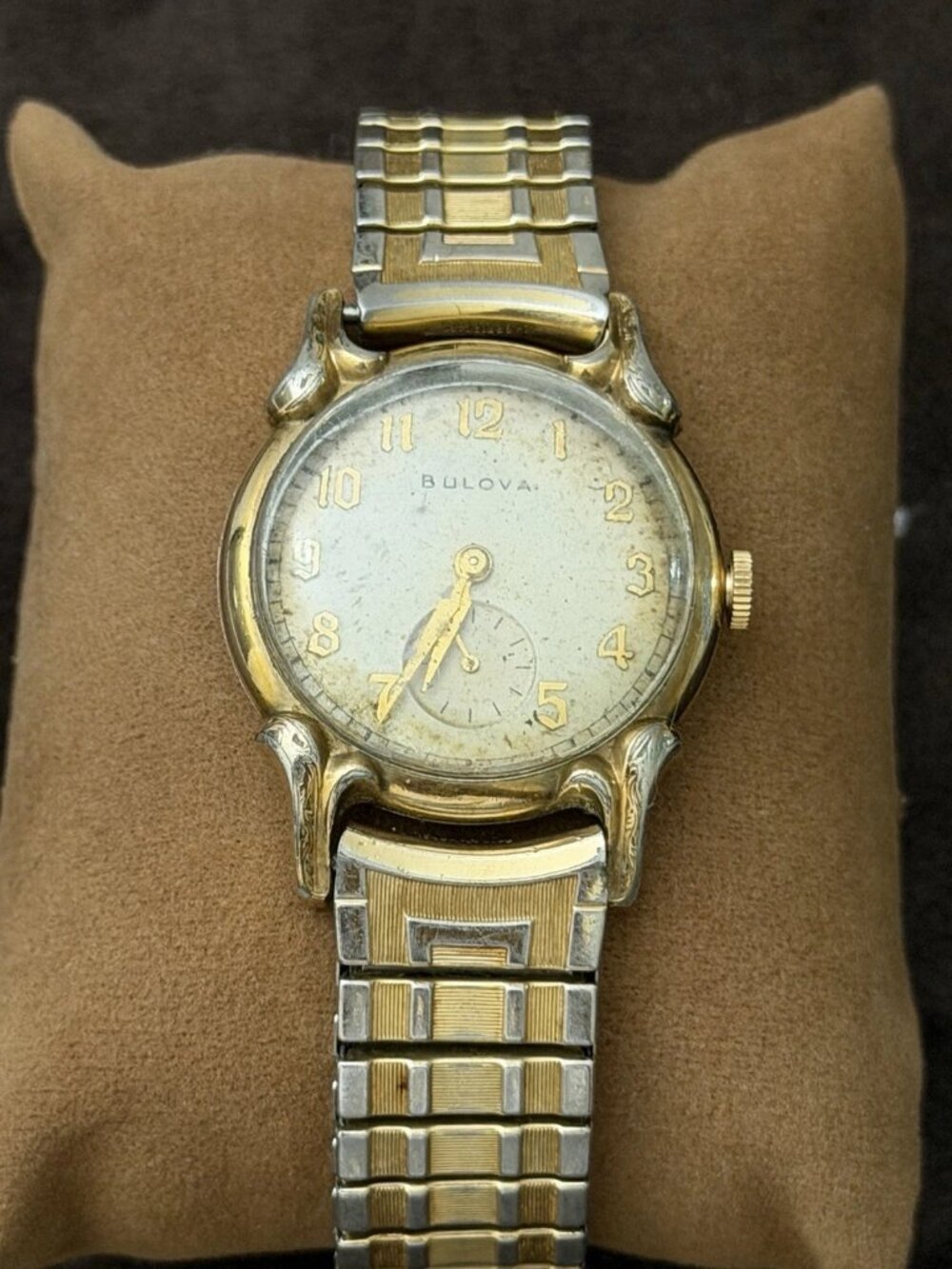 Bulova Vintage 1950s Manual Wind Watch Silver Dial Small Seconds Two-Tone